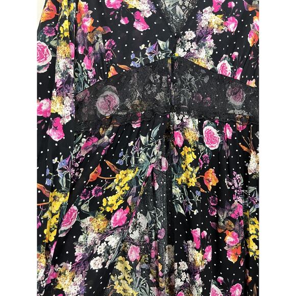 NWT Whimsigoth Cottagecore Floral Lace Trim Kimono Duster 00 Boho Romantic Goth - Picture 8 of 16